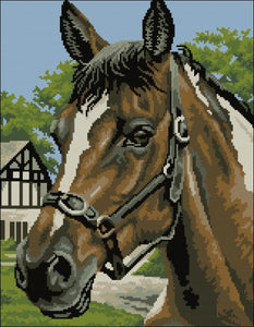 DIY Bead Embroidery Portrait of a bay horse