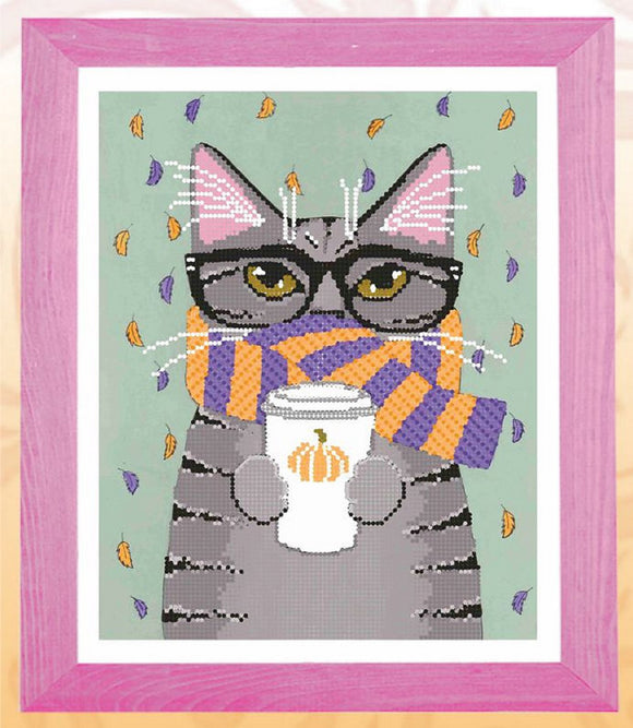 Bead Embroidery Kit CAT WITH A CUP