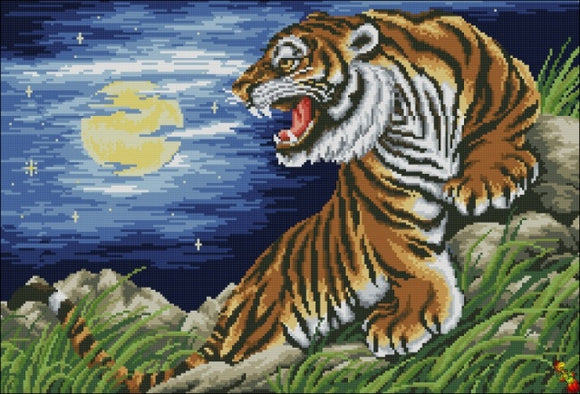 DIY Bead Embroidery Kit The tiger and the golden echo