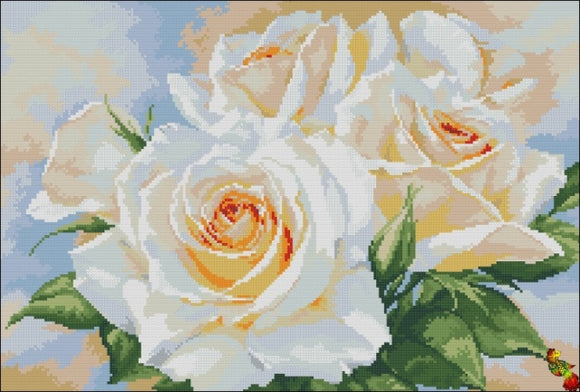 DIY Bead Embroidery kit White roses