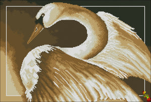 DIY Bead Embroidery KIT Swan in sepia