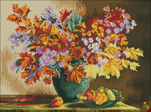 DIY Bead Embroidery kit Autumn flowers and leaves