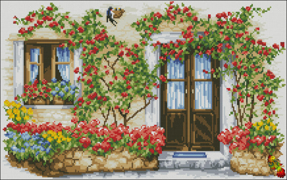 Porch in roses DIY Bead Embroidery kit