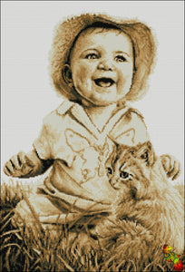 DIY Bead Embroidery KIT CHILD AND KITTEN