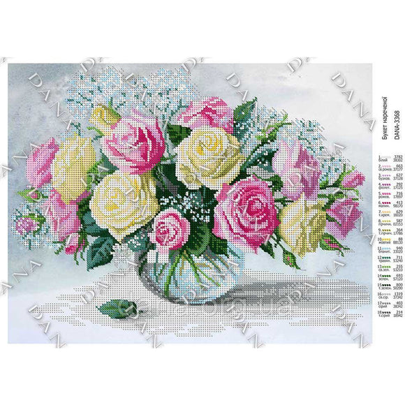 Bead embroidery kit the bride's bouquet 3D Needlepoint - Marlena.shop