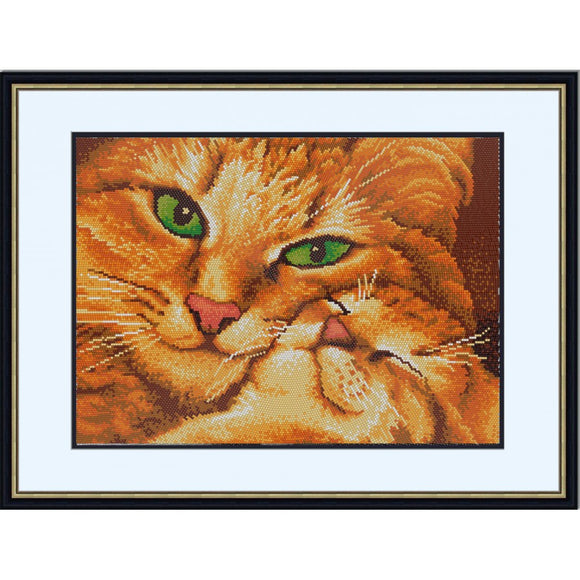 Bead Embroidery Kit Needlepoint a cat with a kitten
