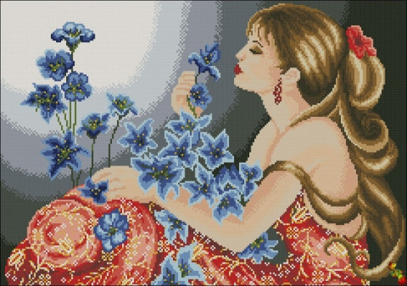 DIY Bead Embroidery kit A girl in a red dress