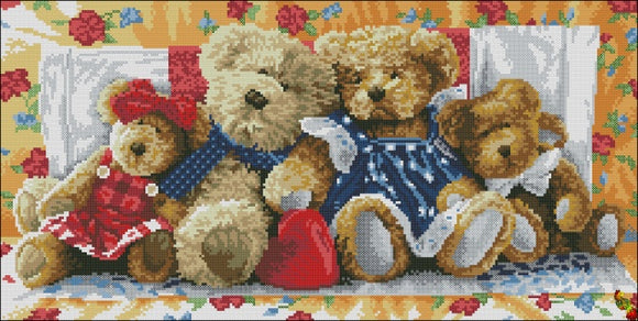 Teddy bear family DIY Bead Embroidery kit