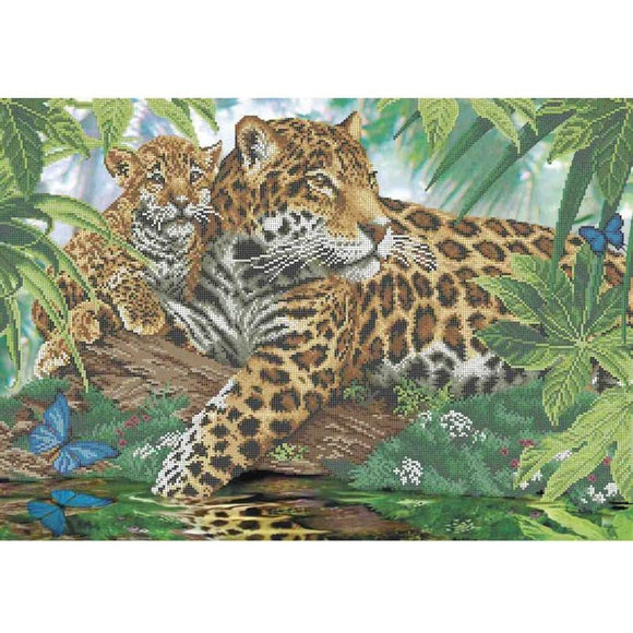 Bead Embroidery Kit DIY LEOPARDS IN THE JUNGLE - Marlena.shop