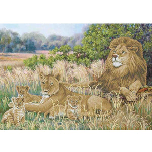 Bead Embroidery Kit DIY picture family of lions - Marlena.shop