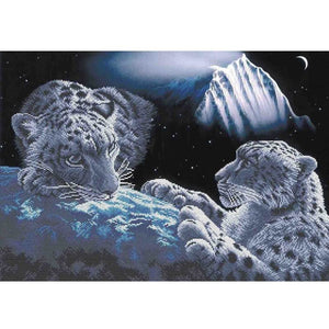 Bead Embroidery Kit DIY SNOW LEOPARDS - Marlena.shop