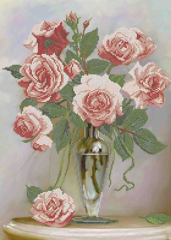 Bead Embroidery Kit DIY Pink roses