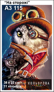 Beads embroidery kit DIY OWL IN A HAT