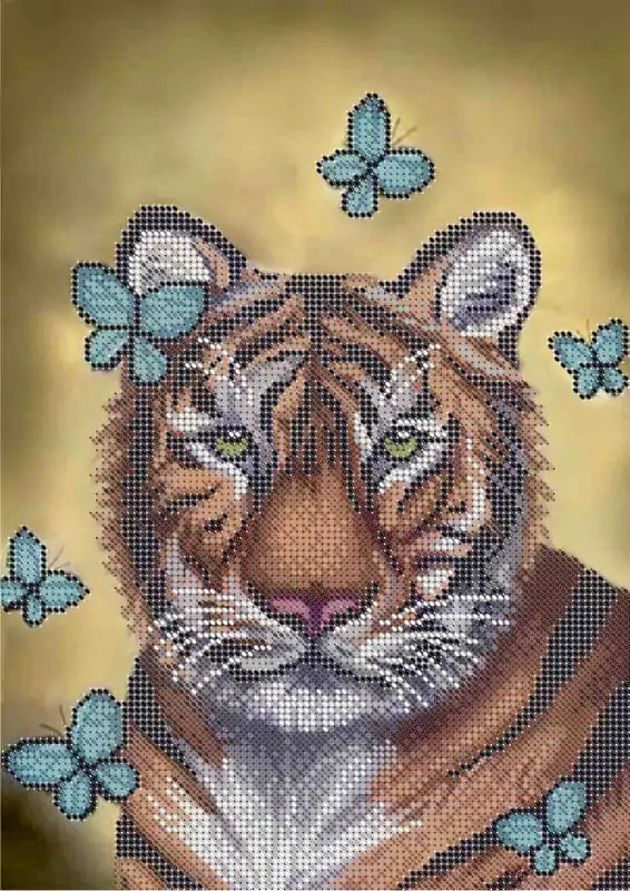 bead DIY Embroidery Kit Tiger with butterflies