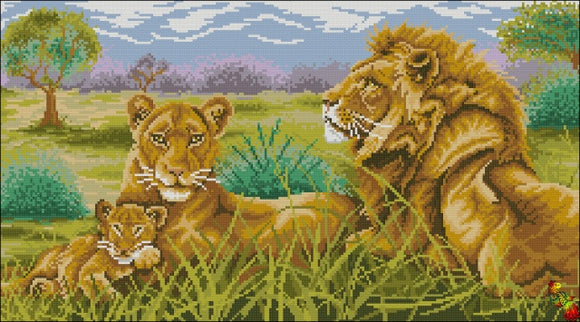 DIY Bead Embroidery KIT Lion family