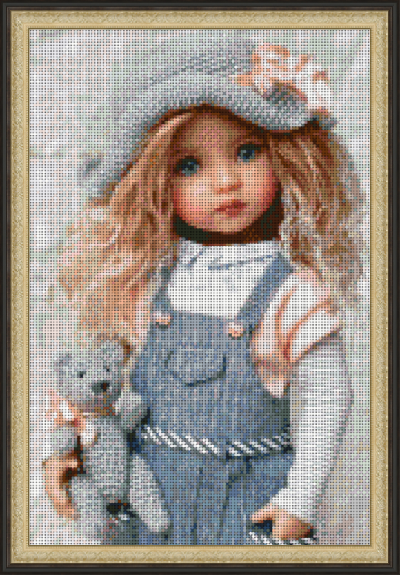 Bead Embroidery Kit Doll with Teddy bear