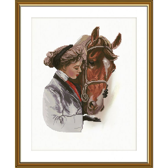 Cross Stitch Kit Let's make friends lady and horse Nova Sloboda