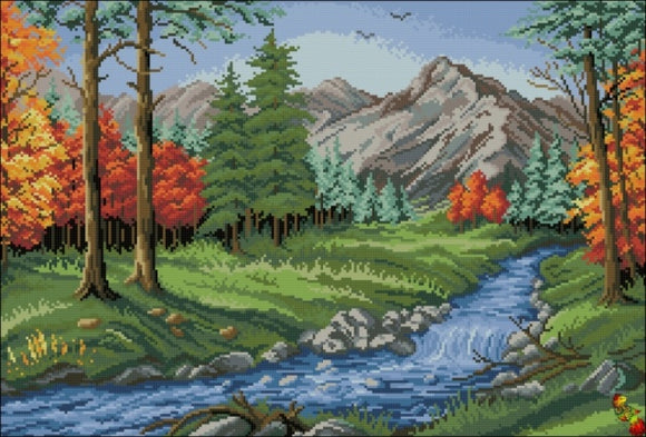 DIY Bead Embroidery Kit Autumn in the mountains