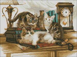 DIY Bead Embroidery KIT Kittens on books