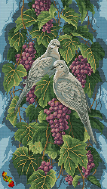 DIY Bead Embroidery kit Doves on grapes