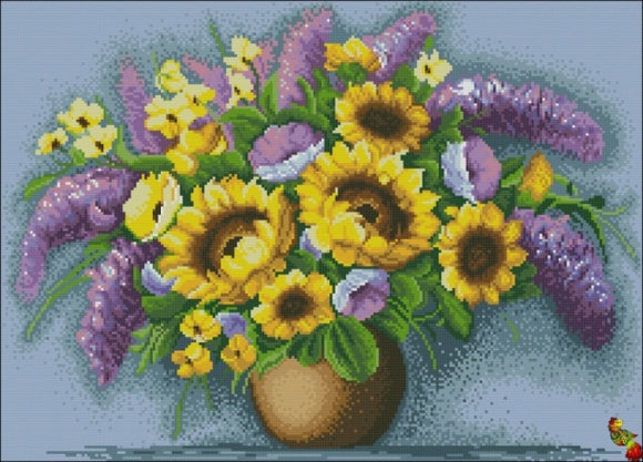 DIY Bead Embroidery kit Royal sunflowers