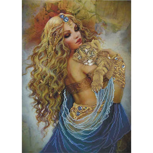 Bead Embroidery Kit girl and tiger Beadwork - Marlena.shop