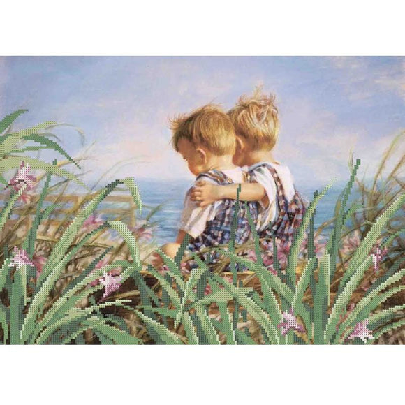 Bead Embroidery Kit two boys Beadwork - Marlena.shop