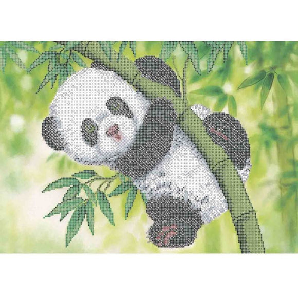 Bead Embroidery Kit DIY picture BAMBOO PANDA - Marlena.shop