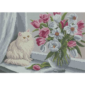 Bead Embroidery Kit DIY cat ON THE WINDOW - Marlena.shop