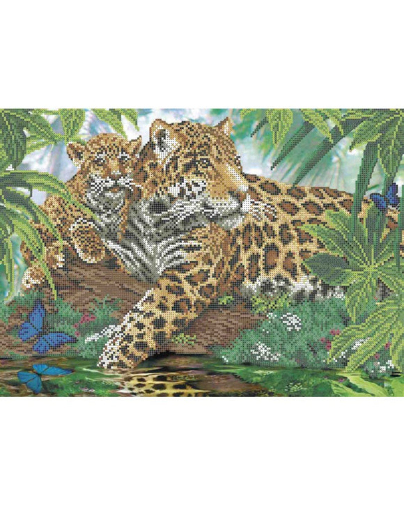 Bead Embroidery Kit DIY LEOPARDS IN THE JUNGLE - Marlena.shop