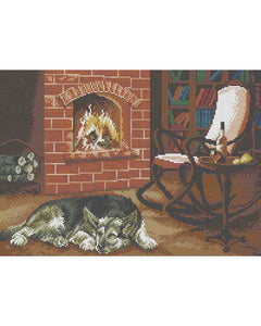 Bead Embroidery Kit DIY EVENING BY THE FIREPLACE - Marlena.shop