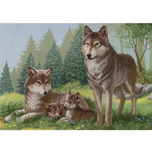 Bead Embroidery Kit DIY FAMILY OF WOLVES - Marlena.shop