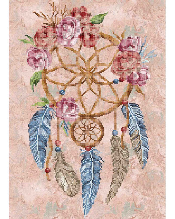 Bead Embroidery Kit DIY Dreamcatcher ROSE DREAMCATCHER - Marlena.shop
