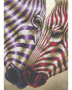 Bead Embroidery Kit DIY beadwork colored zebras - Marlena.shop