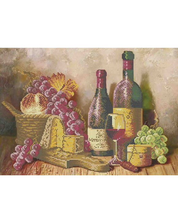 Bead Embroidery Kit DIY RED WINE & CHEESE - Marlena.shop