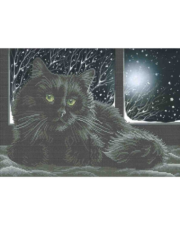 Bead Embroidery Kit DIY black cat - Marlena.shop