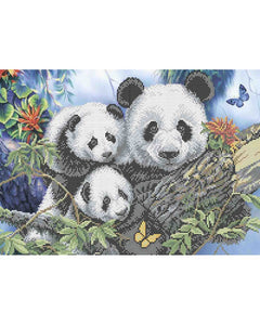 Bead Embroidery Kit DIY FAMILY Of pandas - Marlena.shop