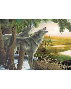 Bead Embroidery Kit DIY wolves at dawn - Marlena.shop