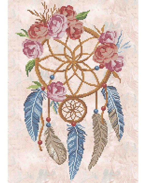 Bead Embroidery Kit Dreamcatcher ROSE DREAMCATCHER - Marlena.shop