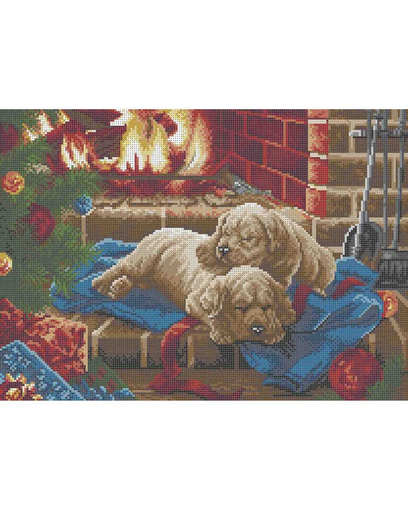 Bead Embroidery Kit DIY puppies at christmas - Marlena.shop