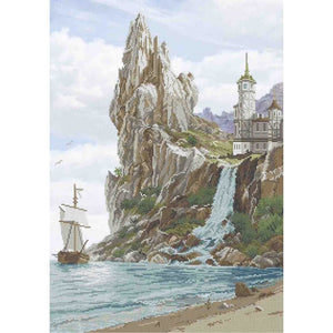 Bead Embroidery Kit WHITE CASTLE ABOVE THE WATERFALL - Marlena.shop