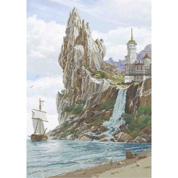 Bead Embroidery Kit WHITE CASTLE ABOVE THE WATERFALL - Marlena.shop