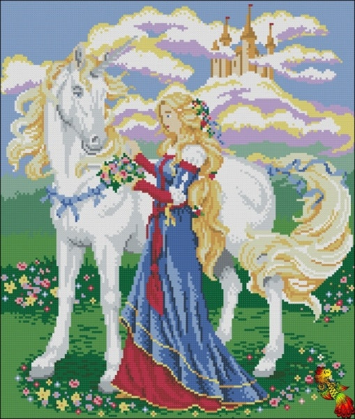 DIY Bead Embroidery kit The princess and the unicorn