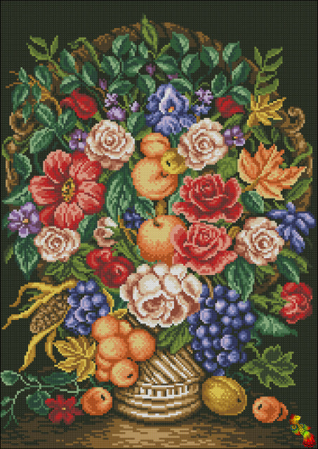 DIY Bead Embroidery Kit Antique bouquet with fruits