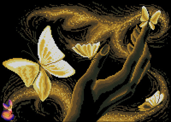 Magic in the golden stream DIY Bead Embroidery kit