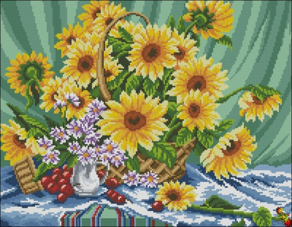 Sunflowers with cherries DIY Bead Embroidery kit