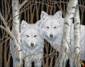 DIY Bead Embroidery White Wolfs