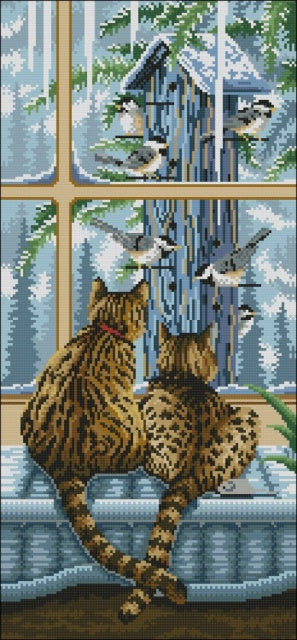 DIY Bead Embroidery CATS AND BIRDS