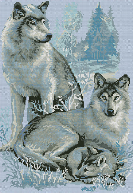 DIY Bead Embroidery A family of wolves