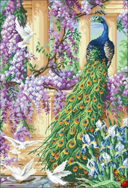 DIY Bead Embroidery KIT Royal peacock